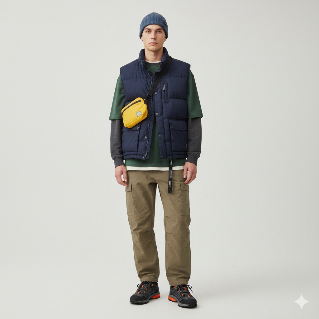 Eddie Bauer Weatheredge Down Vest L Tall Navy Puffer Outdoor Hiking Goose Fill
